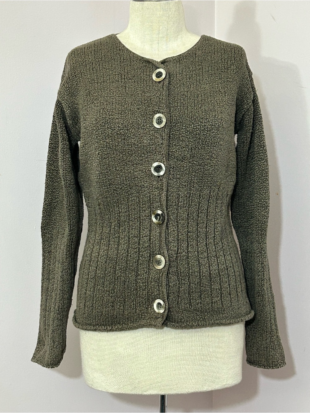 OONA Thick Cotton Fitted Cardigan Sweater S